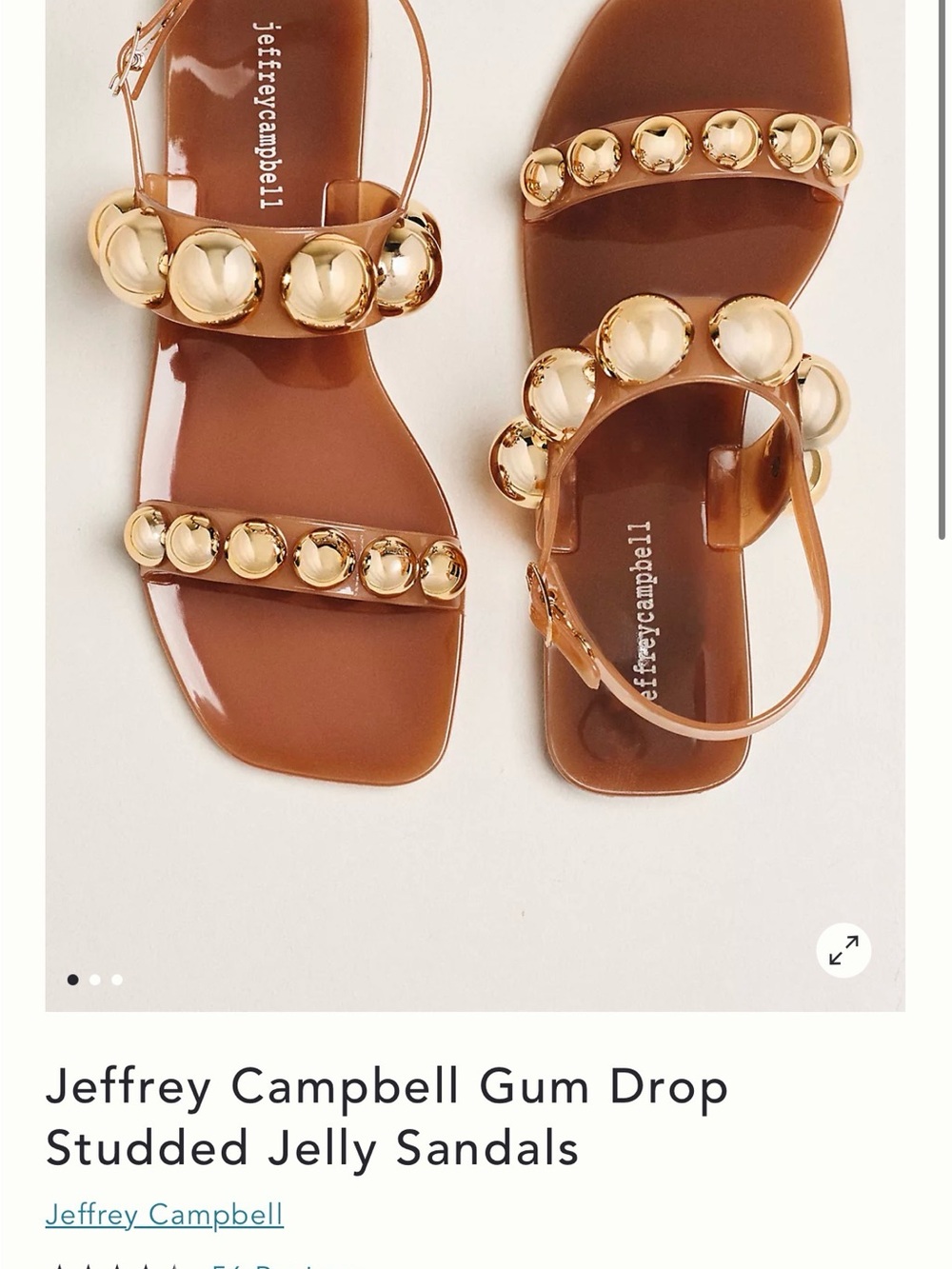 Jeffrey Campbell Gumdrop Jelly Sandals in Caramel with Gold Studs